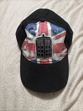 Dr Who black Baseball Cap with Union Jack and TARDIS Patch
